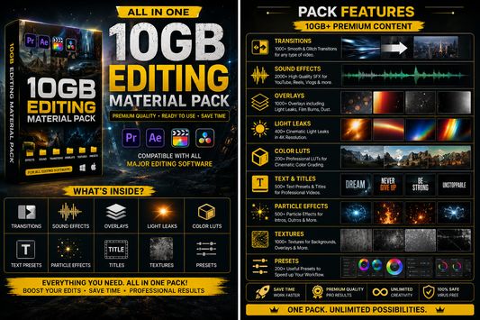 10GB Editing Material Pack – Pack Features